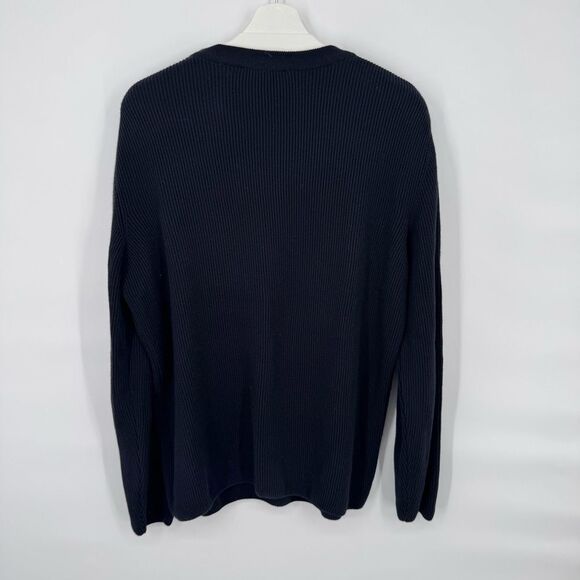 MAISON KITSUNE Baby Fox Patch Loose Pullover Sweater in Navy Wool Cotton Small - Picture 4 of 7